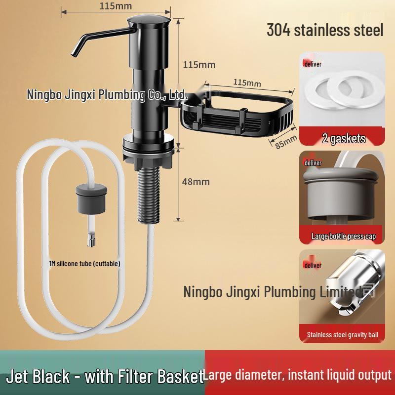 Dish Soap Dispenser with Extension Tube for Kitchen and Vegetable Wash