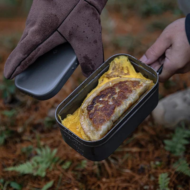 Aluminum Oxide Portable Lunch Box, Open Flame Heated Outdoor Picnic Camping Lunch Box, Aluminum Lunch Box