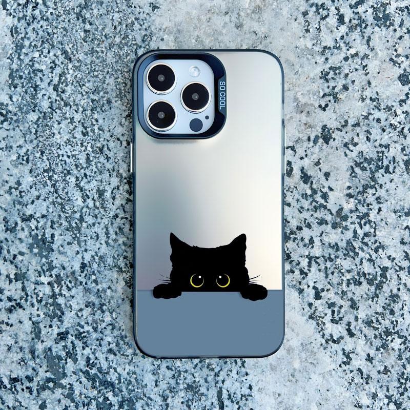 Black Personality Cool Cat Shockproof Phone Case For iPhone 12 11 Pro Max 15 14 13 Pro Max 13 Mini 15 14 Plus Laser Back Covers