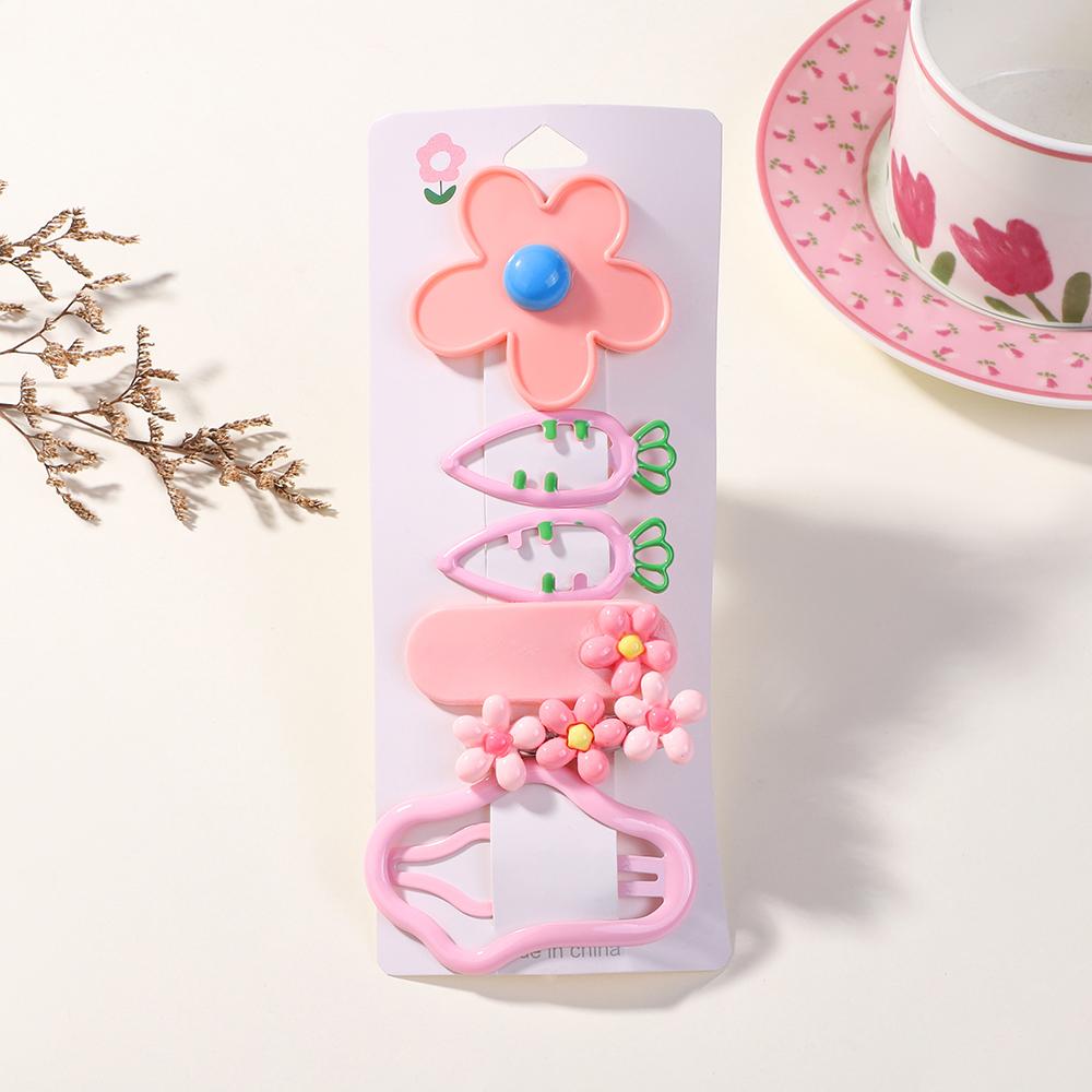 6Pcs Cartoon Colorful Hair Clips Girls Cute Flower Heart Hairpins Baby Hairclip Barrettes Hairpin Headwear Kids Hair Accessories