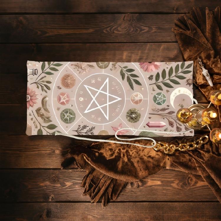 Magics Spell Bag Game Accessory Design with Abstruse Symbols For Botanics Fortune Telling Hand Make Divinations Bag