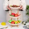 Elegant Three-Tier Bamboo Snack and Fruit Tray