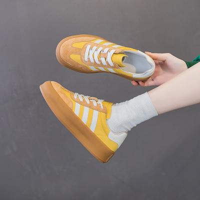 Scarpe da donna con plateau in pelle retrò nuove per la primavera, traspiranti e versatili, scarpe da ginnastica casual a fondo piatto da donna
