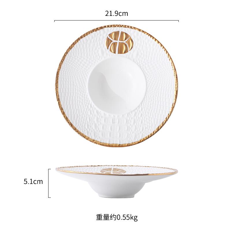 Crocodile Patterned Ceramic Straw Hat Plate Pasta Dish Dining Plates Fruit Salad Bowl Mixing Bowl Sashimi Plate Serving Plates