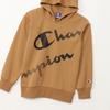 Champion Long Sleeve Fleece Hooded Sweatshirt with Rubber Schoolboy Mocha Kids' Print, CK-AS106,