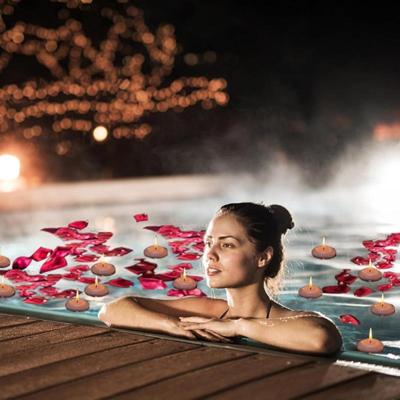 White Floating Candle, Unscented SoyWax Waterproof Tealights for Pool, Spa, Bathtub Decoration, 3.5-4 Hour Burn Time