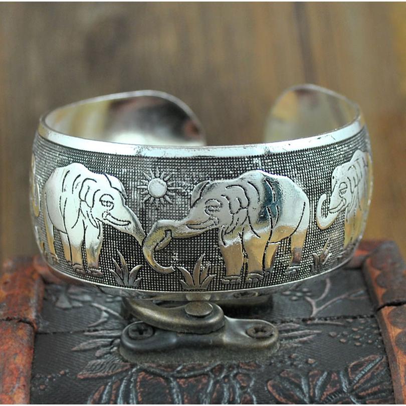 Vintage Cuff Bracelet Tibetan copper Plated Carved Flower Geometric Animal Opening Bangle Adjustable Indian Zircon Women Gifts