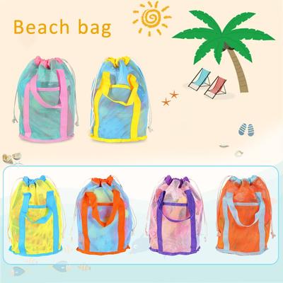 Grid Beach Bag Hand-held Toiletry Bag with Drawstring Pocket Travel Toiletry Bag Children's Toy Storage Bag Bathroom Swimming Bag