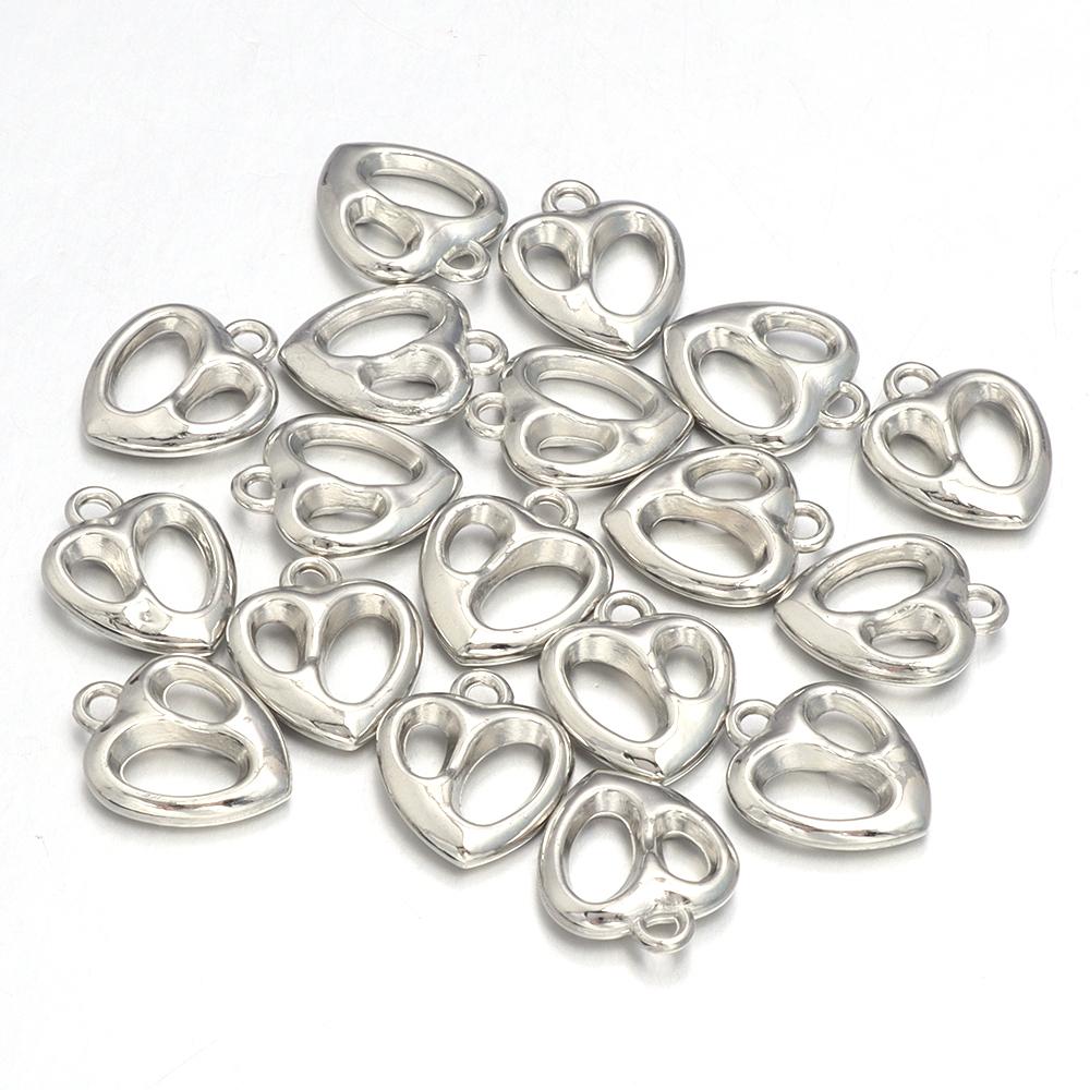 20pcs/lot 6 Style Heart Shape CCB Pendants Charm Necklace Earring Pendants For DIY Jewelry Making Bracelet Handmade Accessories