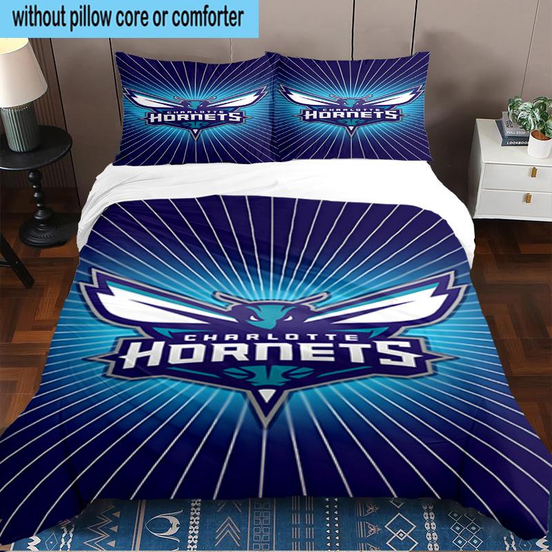 Charlotte-Hornets Logo Printed 3PCS Bedding Set, Includes A Duvet Cover and Two Pillowcases for Bedroom, Suitable for All Seasons Fan Gifts