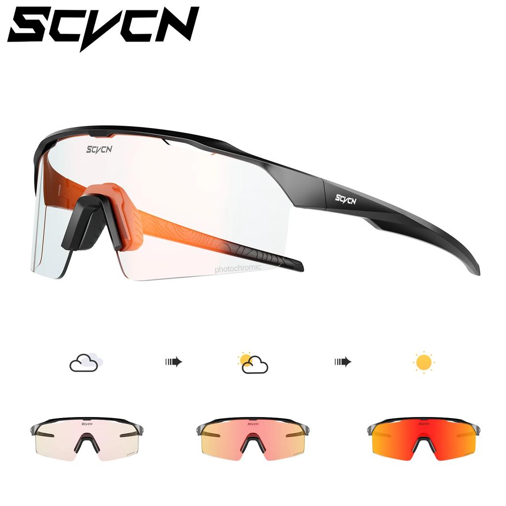 SCVCN Fashion Sunglasses for Men Photochromic Cycling Glasses Blue Cycl Mountain Bicycle Goggles Eyewear Sports Hiking UV400