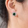 925 Sterling Silver Green CZ Stud Flower Earrings for Women Exquisite Versatile Wedding Jewelry GiftsGood product
