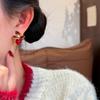 Elegant Red Floral Beaded Earrings - Versatile Niche Design for a Luxurious Feel