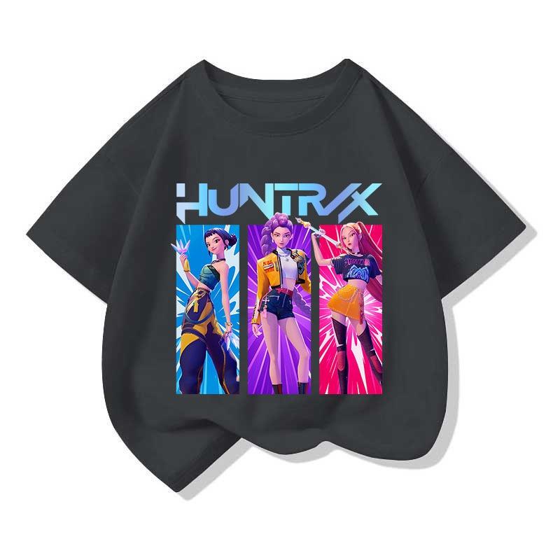 Cool Kpop Hunter Girl Group Pattern Print T Shirt Casual Sports Short-Sleeve T-Shirt Leisure and Versatile