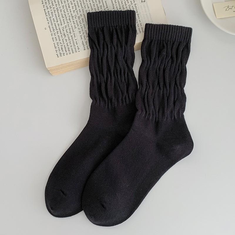 

Socks Pure Cotton Stacking Socks Spring And Autumn Thin Versatile Solid Color Cotton Boneless Sweat-Absorbing Deodorant Medium Tube Socks One size fits all чорний