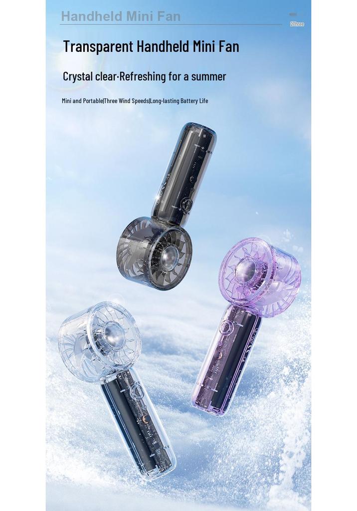 Rechargeable Mini Handheld Fan - Portable, High-Speed Transparent Wind Cannon