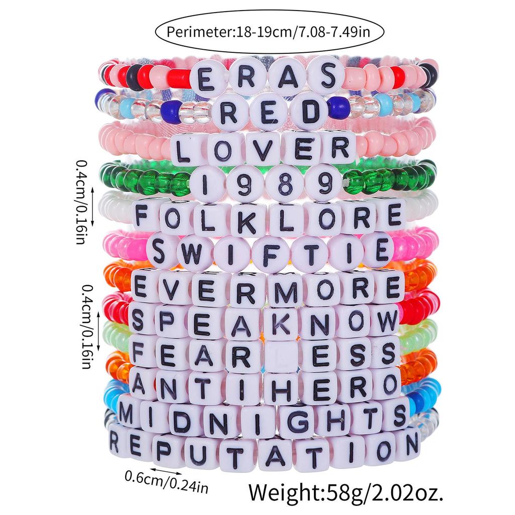 """WWJD"" Buchstaben Polymer Clay Perlen Armband Set": Europäischer/Amerikanischer Stil, 10er-Set Dankbarkeits-Glaubensarmbänder.
