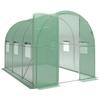 2 x 3 m Walk-in Polytunnel Greenhouse with Hinged Door and 6 Roll Up Mesh Windows, Garden Tunnel Warm House Tent, Green