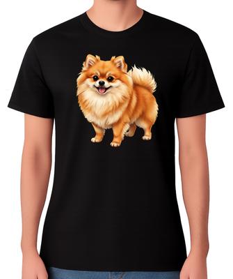 Camiseta de Ilustración de Dibujos Animados de Perro Pomerania Esponjoso Camiseta Unisex Linda para Amantes de Mascotas
