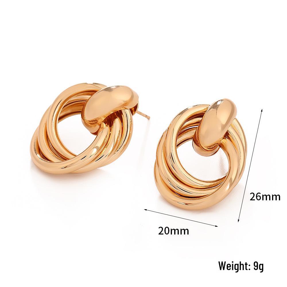 Gold-Tone Geometric Twist Earrings: Fashionable and Versatile Multi-Layer Braided Earrings for Women.