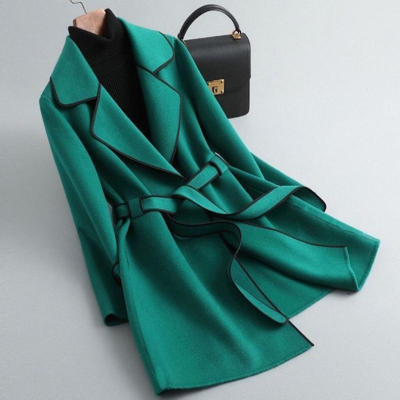 Woolen Coat for Women, Fashionable Autumn and Winter Clothing for Small People, New Year's Style, Slimming, Mid-length Woolen Coat