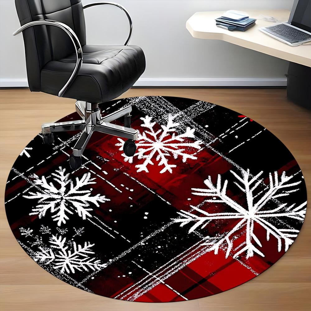 1pc Snowflake Pattern Chair Carpet for Office, Round Non Slip Durable Large Size Office Carpet, Suitable for Office