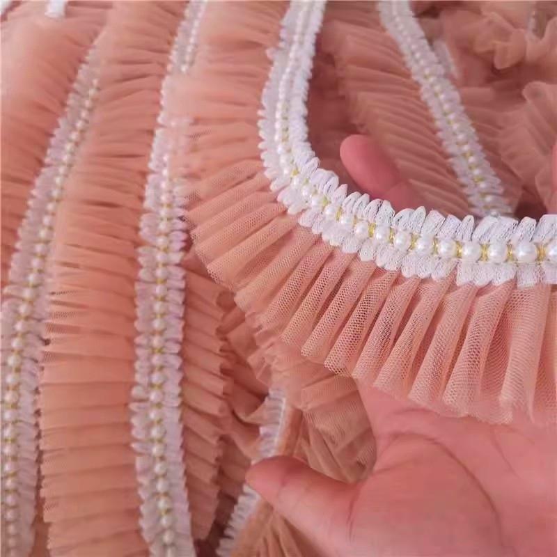 Lolita Mesh Pleated Bead Multi-color Lace DIY Girl Handmade Crafts Gift Dress Skirt Home Textile Multi-purpose Sewing Material