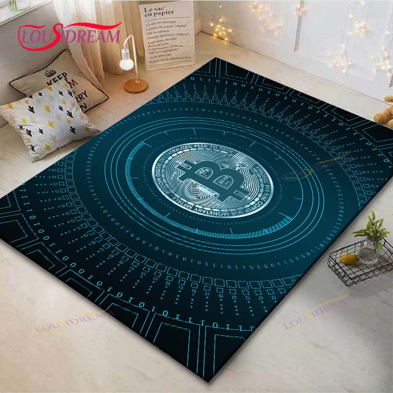 Hot Exquisite 3D Bitcoin BCT Printed Carpet Outdoor Rug Area Rug Non-slip Carpet Bedroom Decor Carpet for Room Gift