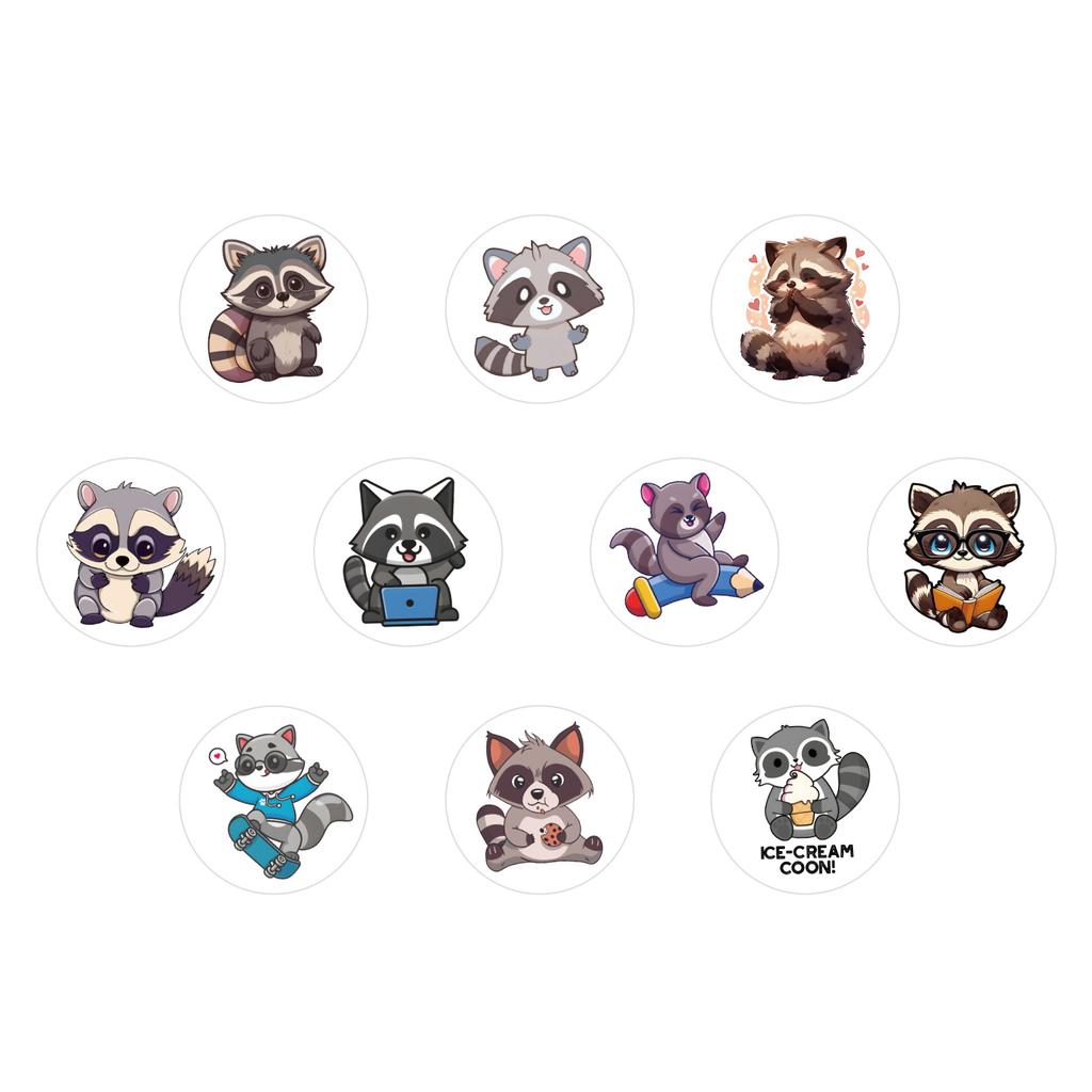 500 Stickers/roll Cartoon Raccoon Ins Cute Hand Tent Tape Decorative Suitcase Notebook Roll Tape