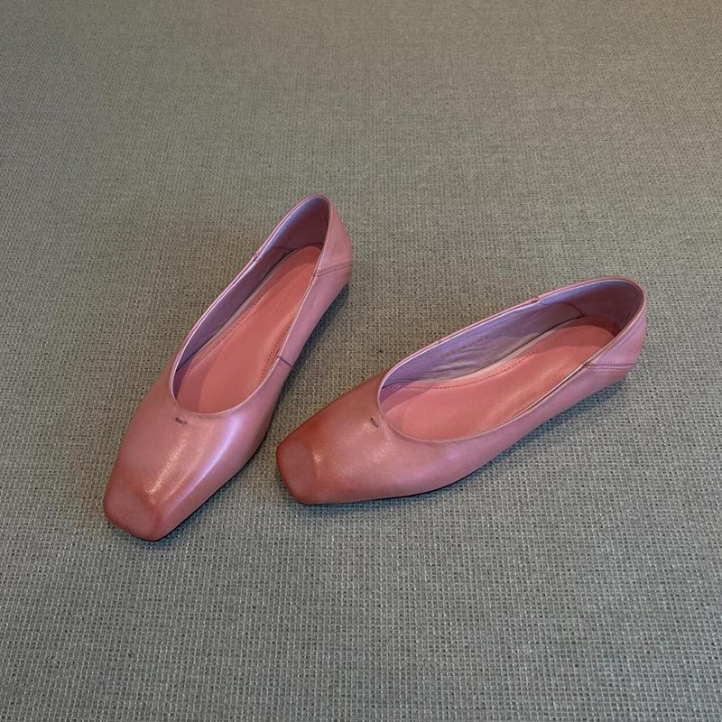 

Версия из овчины~ Минималистичные туфли-балетки в стиле феи с квадратным носком, туфли для бабушки, туфли-лодочки на одном ремешке, балетки с мелким вырезом, женские 40 розовый