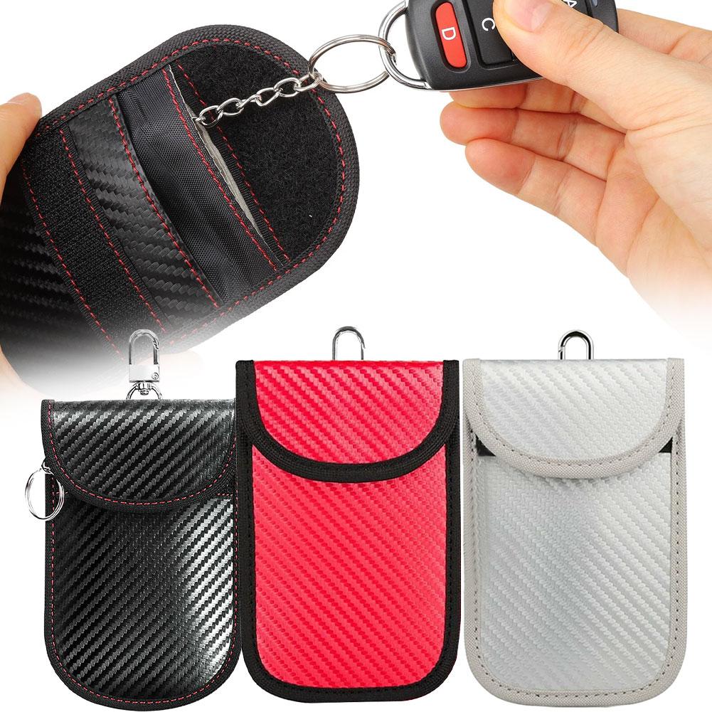 Carbon Fiber Blocking Car Key Bag Anti-Theft Signal Magnetic Case, Shielding Anti-Scan Key Protector Holder 1PCS B0Q4