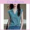 Elegant Blue Sleeveless Blouse With 3d Pattern For Summer Casual Wear