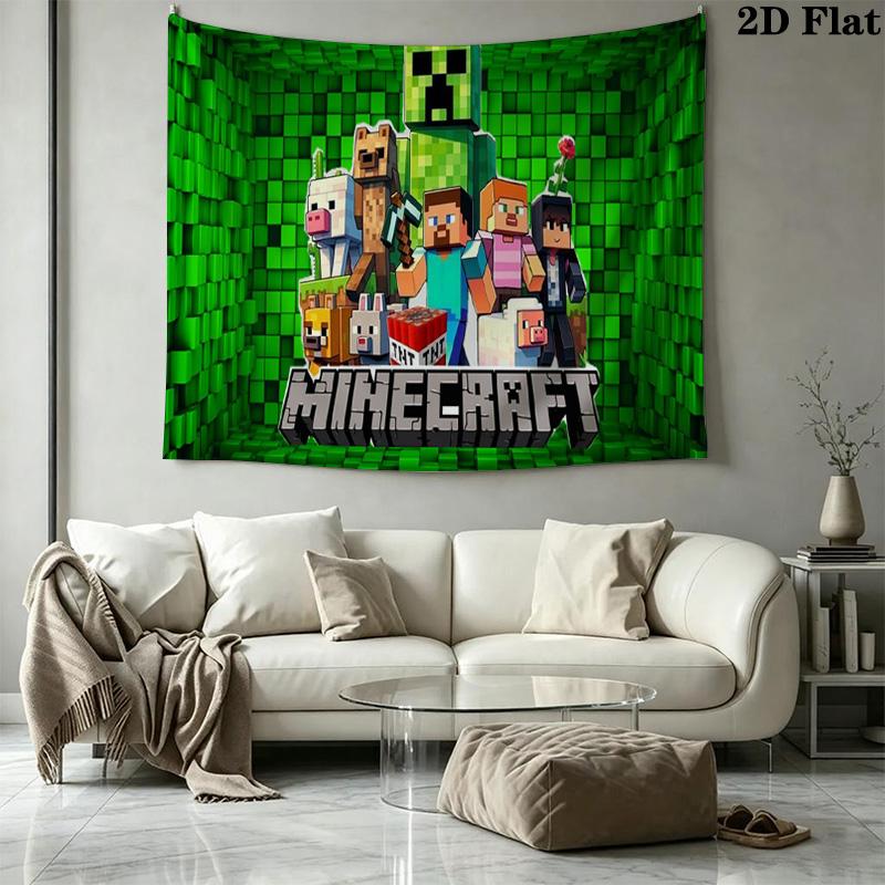 Mine World Building Wall Tapestry Aesthetic Wall Hanging Printed Fabric Blanket Decorative Tapestries for Bedroom Living Room Home Decor