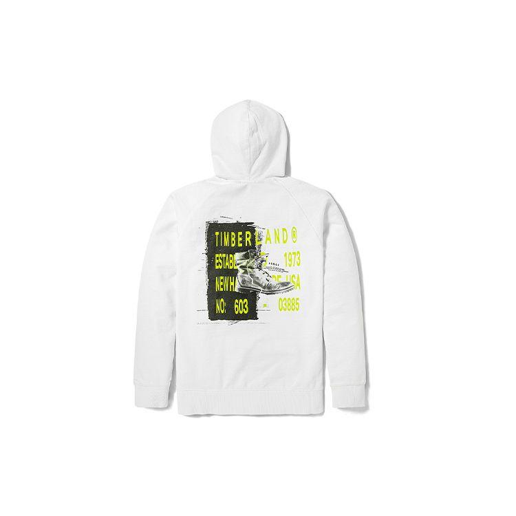 Timberland Men's Graphic Print Pullover Hoodie White A2DXU-BH7