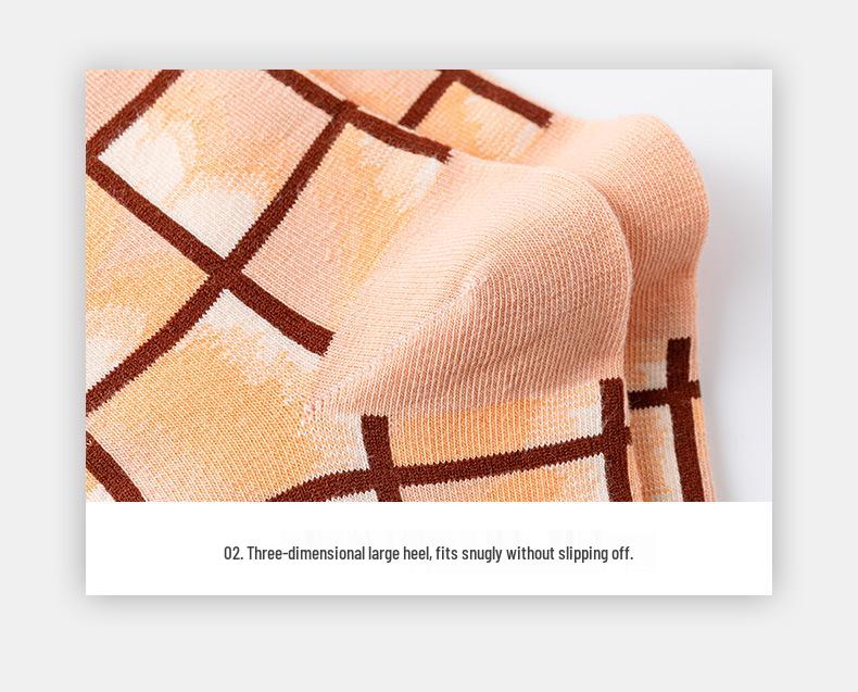 French Retro Abstract Cotton High-Top Mid-Calf Socks for Women - Autumn/Winter Trendy Oil Painting Design