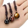Rope Chain Geometric Handmade Adjustable Nylon Rope Natural Stone Pendent Neck Decoration Bright Finish Tiger Eye Stone Lucky Necklace Jewelry