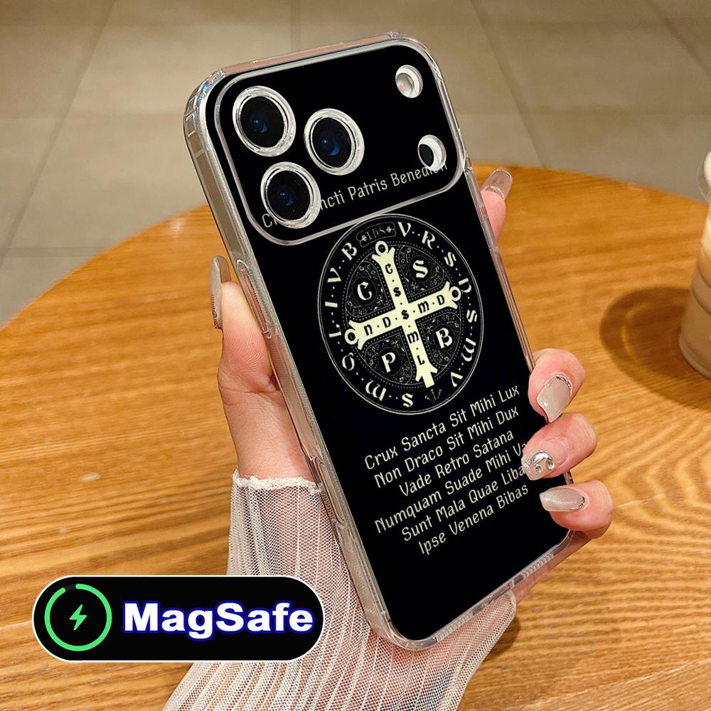 

Saint Benedict Medal Mobile Phone Case for iPhone 17 16 15 14 13 12 11 Air Pro Max Plus Mini Magsafe Clear Colorful Cover Cover iPhone 11 Pro Max