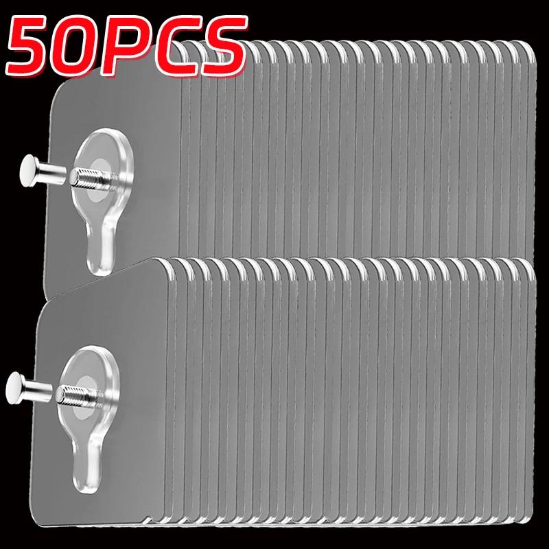50-10PCS Self-adhesive Wall Hooks For Photo Frame Clock Strong Adhesive Transparent Nails Wall Hook Hangers Hanging Nail Holders