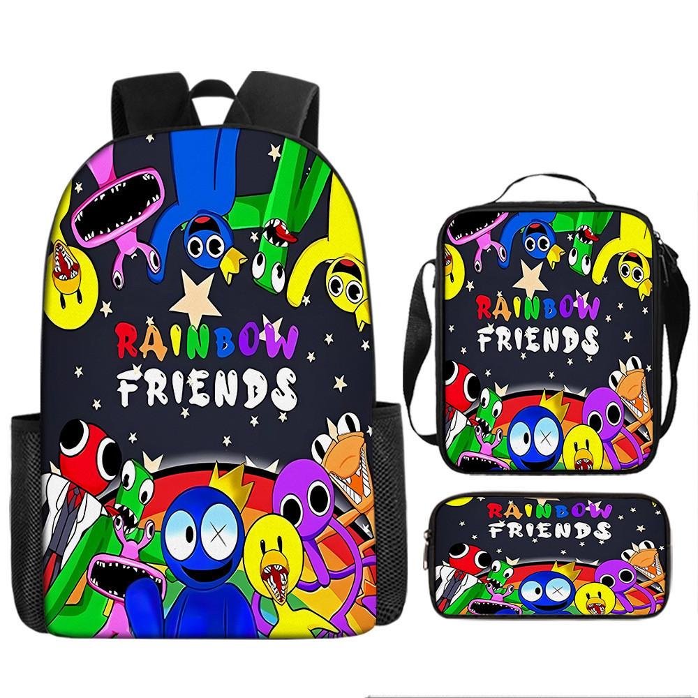Rainbow Friends Cartoon Backpack With Breathable Air Cushion Straps For Kids Daily Use