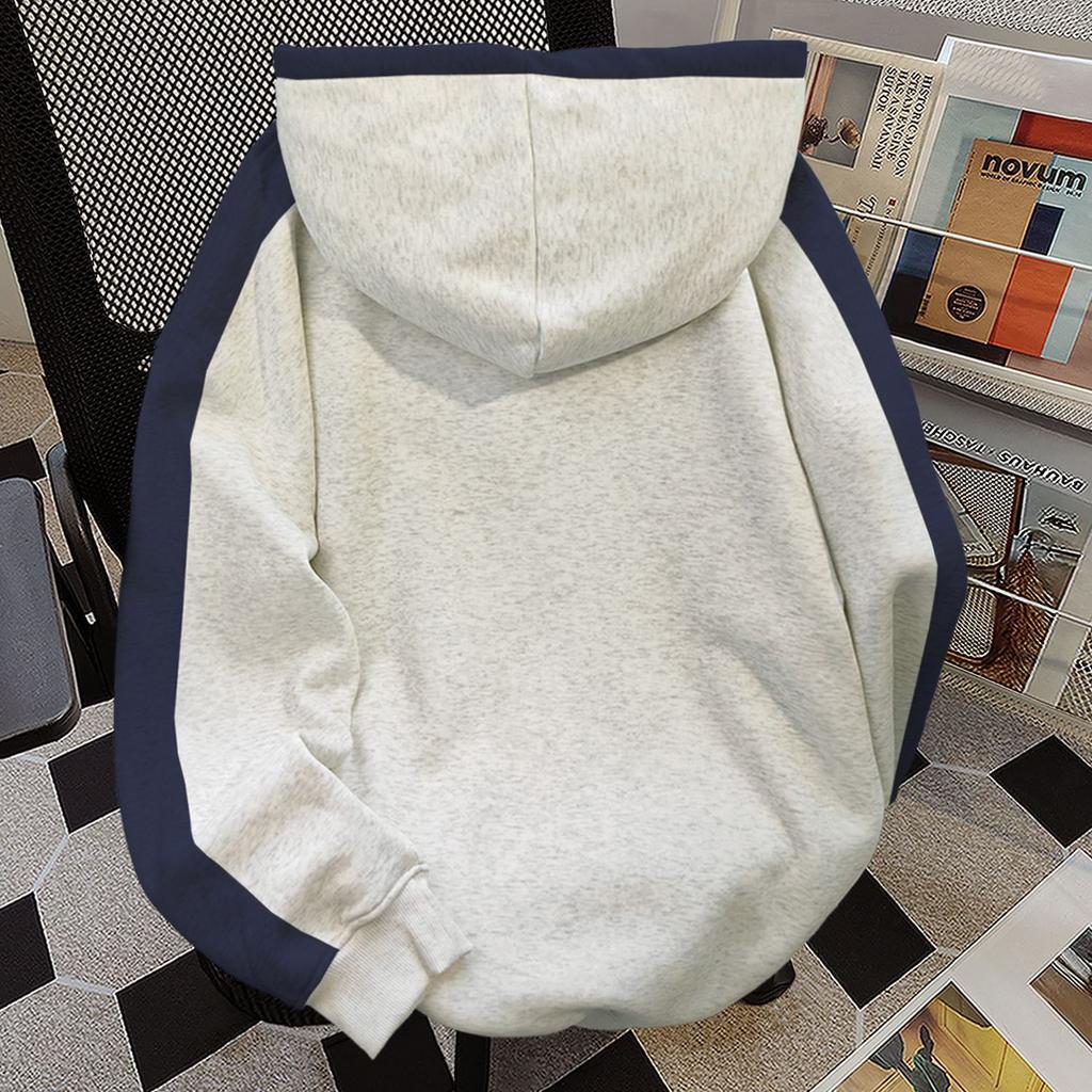 Loose Hooded Sweater Men's and Women's American Retro Splicing Pullover Top