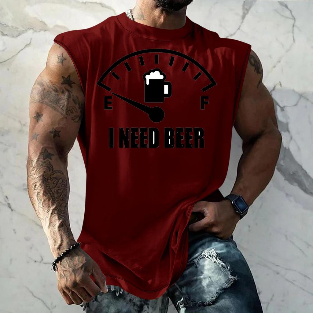 Men's Loose Fit Sleeveless Tank Top Casual Streetwear Printed Muscle Shirt Summer Outdoor Sportswear