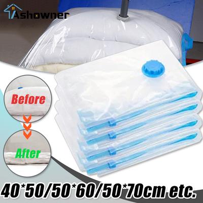 Ashowner Vacuum Storage Bags For Clothes Quilt Down Jacket Travel Home Organizer Saving Closet Space Vacuum Seal Compression Bag
