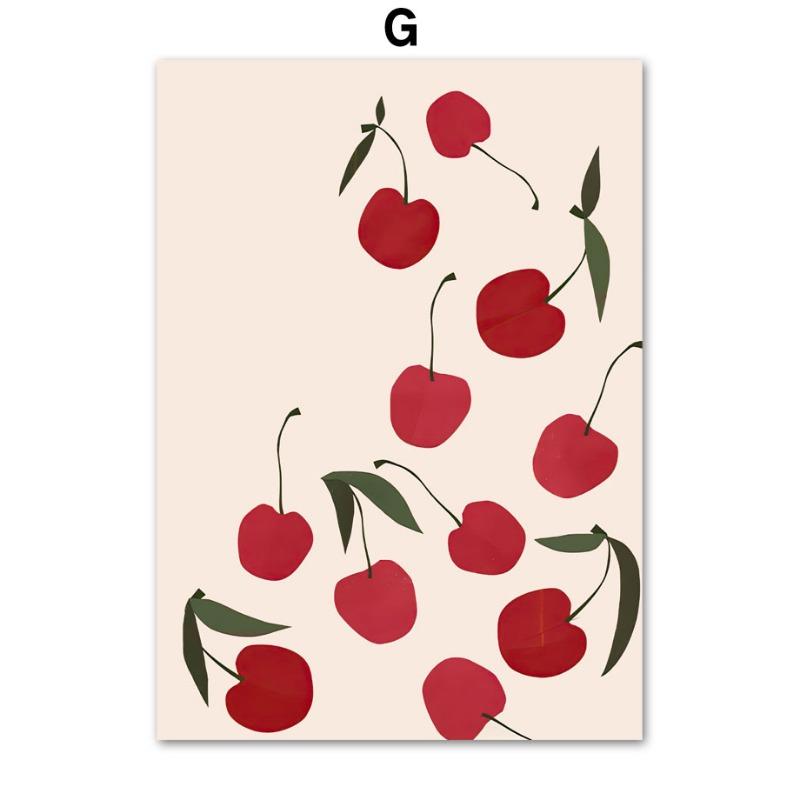 Lemon Strawberry Cherry Orange Wall Art Canvas Painting Interior Home Decor Poster Bedroom Fruit Market Living Room Shop Picture