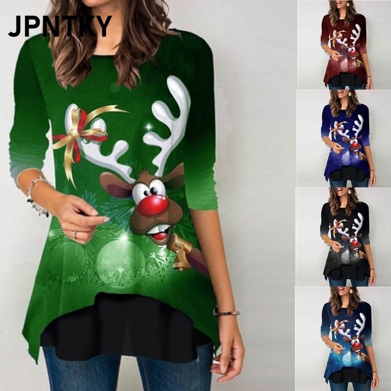 JPNTKY Women's Fashion Casual Long Sleeve O-Neck Blouses & Shirts