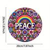 Colorful Floral Rainbow Peace Sign Premium Metal Wall Art for Home Decor Gift