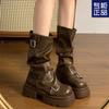Retro Martin boots women's new autumn thick-soled thick heel medium tube short boots trouser tube boots