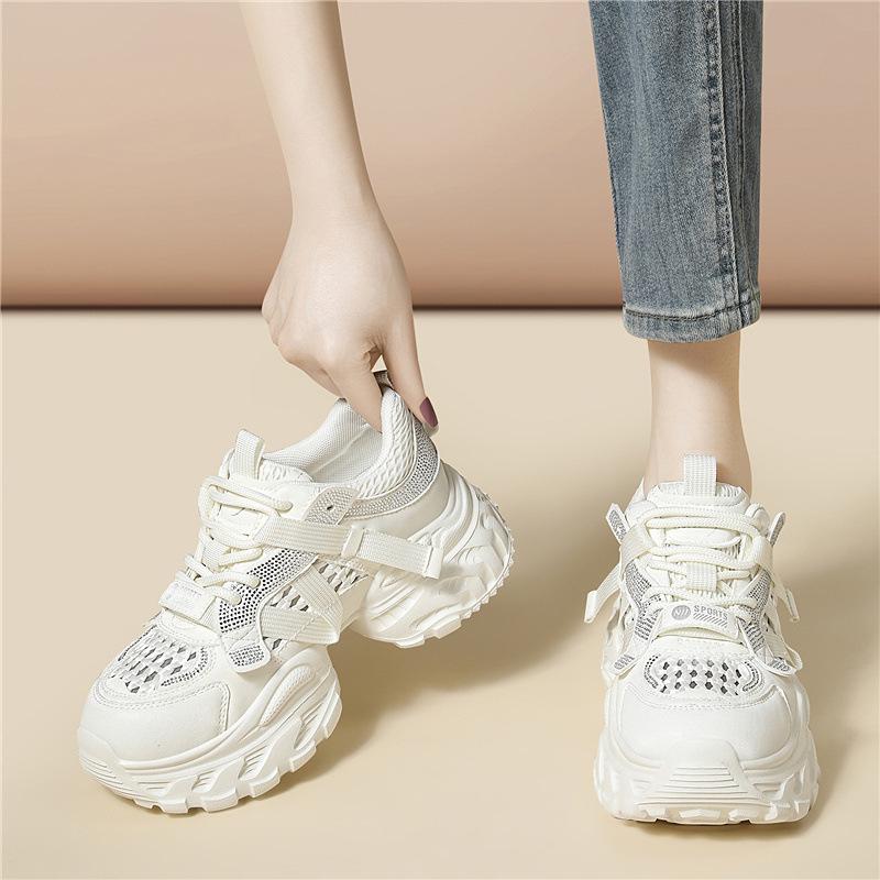 Muffin sole sneakers casual sports heightened thick sole not tired feet women s shoes summer mesh breathable thick sole dad shoes 35