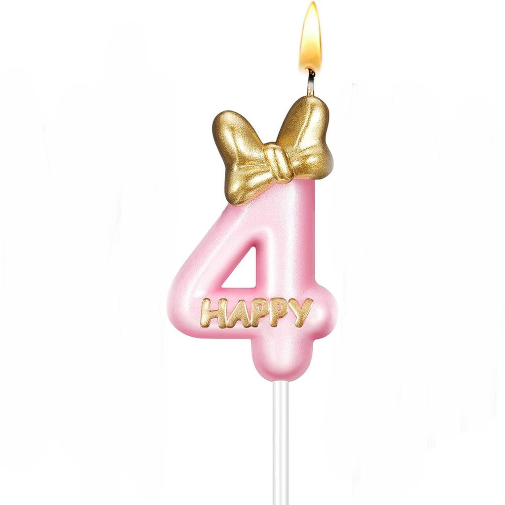 Number1 Pink Birthday Candle Girl Number Birthday Cake Topper Cupcake Candles in Holders forCake Topper Birthday  Decor Supplies