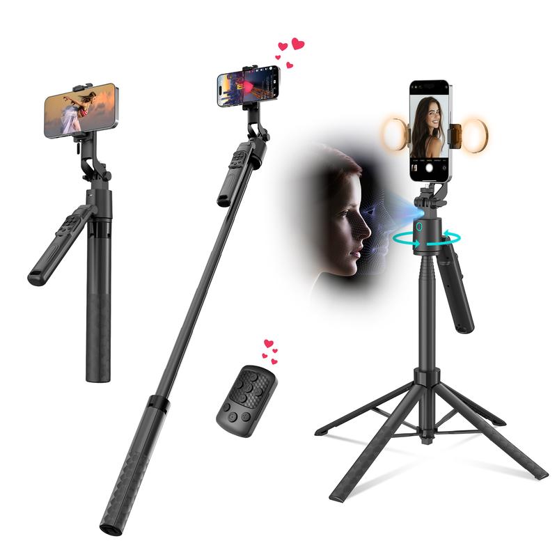 Selfie Stick with Face Tracking Extendable 360° Rotation Selfie Stick Tripod with BT Remote Control Cell Phone Holder 7