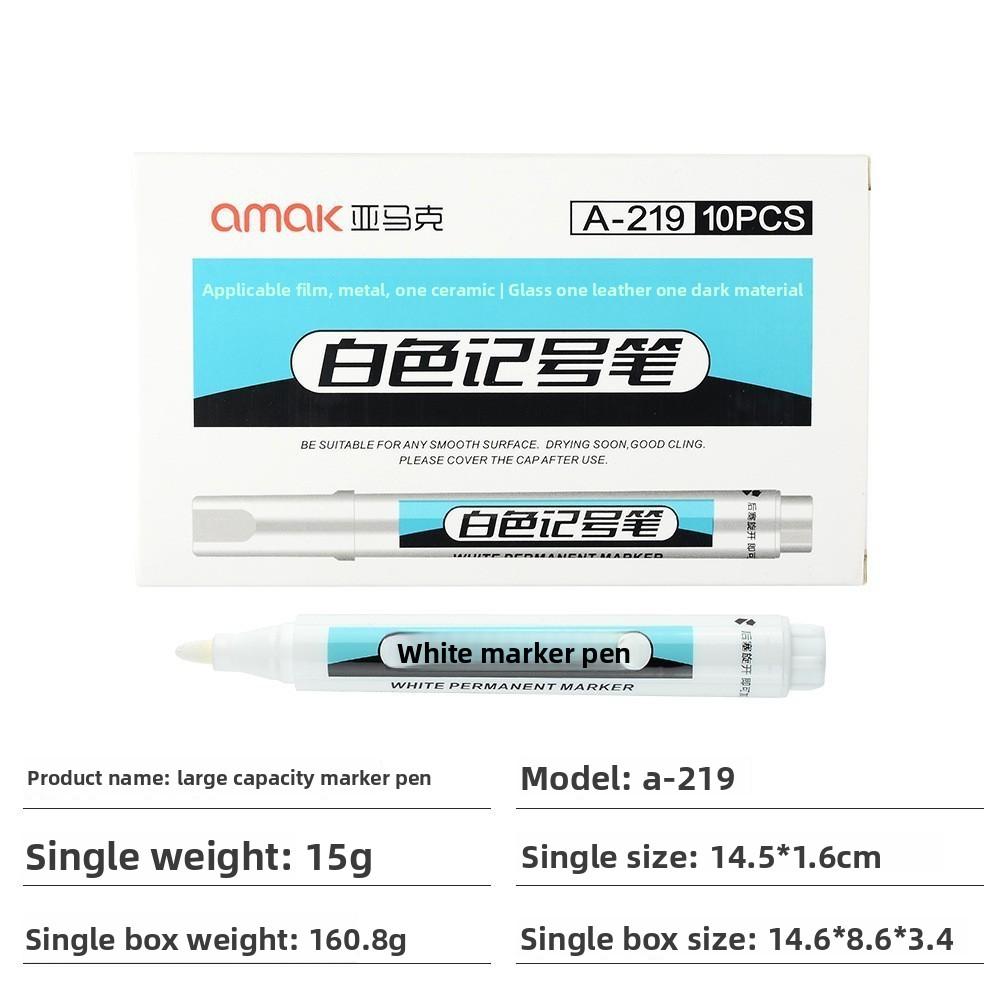 1pcs Quick-Dry White Marker Pen  Fine Tip for Drawing  Tire Marking Highlighting  Odorless Waterproof Ink